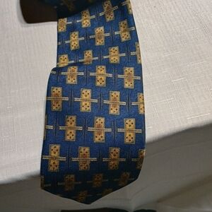 Regal Blue and Gold Fleur-de-Lis Silk Tie